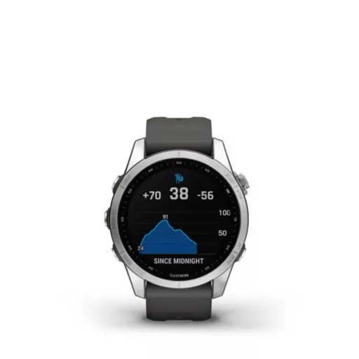 Garmin fenix 7S ezüst grafit színű szilikon szíjjal Okosóra