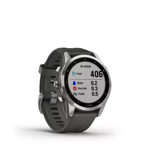 Garmin fenix 7S ezüst grafit színű szilikon szíjjal Okosóra