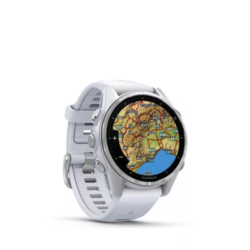 Garmin fenix 8 43mm AMOLED, ezüst, fehér szilikon szíjjal (ED)