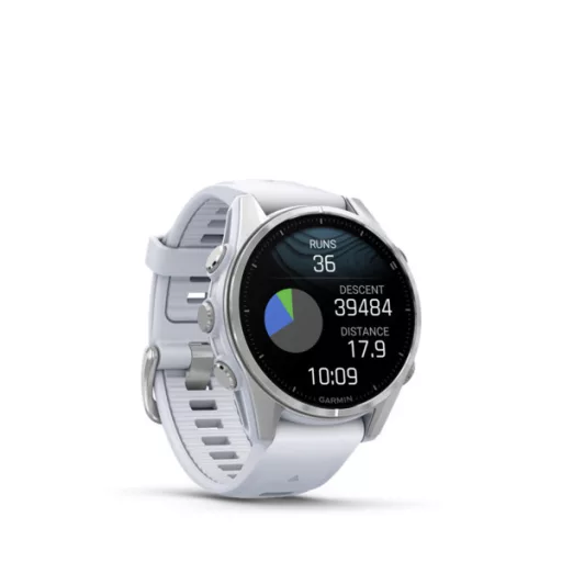 Garmin fenix 8 43mm AMOLED, ezüst, fehér szilikon szíjjal (ED)