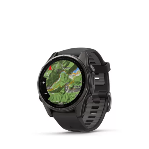 Garmin fenix 8 43mm AMOLED Sapphire, karbonszürke DLC titanium, fekete/sötétszürke szilikon szíjjal (ED XD) Okosóra