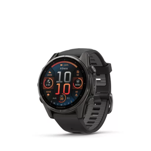 Garmin fenix 8 43mm AMOLED Sapphire, karbonszürke DLC titanium, fekete/sötétszürke szilikon szíjjal (ED XD) Okosóra