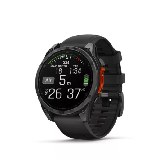 Garmin fenix 8 47mm AMOLED sötétszürke, fekete szilikon szíjjal (ED) Okosóra