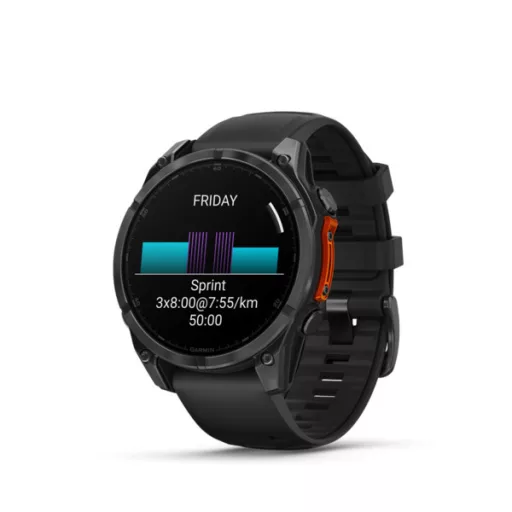 Garmin fenix 8 47mm AMOLED sötétszürke, fekete szilikon szíjjal (ED) Okosóra