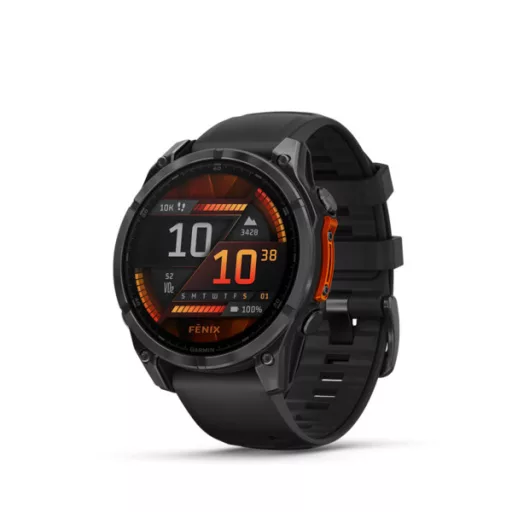 Garmin fenix 8 47mm AMOLED sötétszürke, fekete szilikon szíjjal (ED) Okosóra
