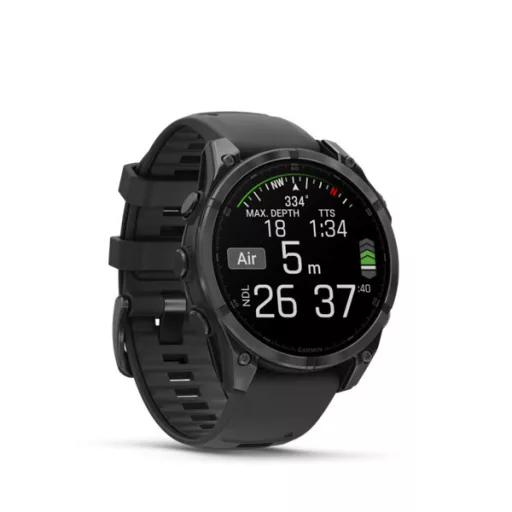 Garmin fenix 8 47mm AMOLED sötétszürke, fekete szilikon szíjjal (ED) Okosóra