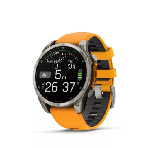 Garmin fenix 8 47mm AMOLED Sapphire, titánium, narancs/grafit szilikon szíjjal (ED XD) Okosóra