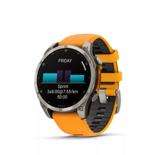 Garmin fenix 8 47mm AMOLED Sapphire, titánium, narancs/grafit szilikon szíjjal (ED XD) Okosóra