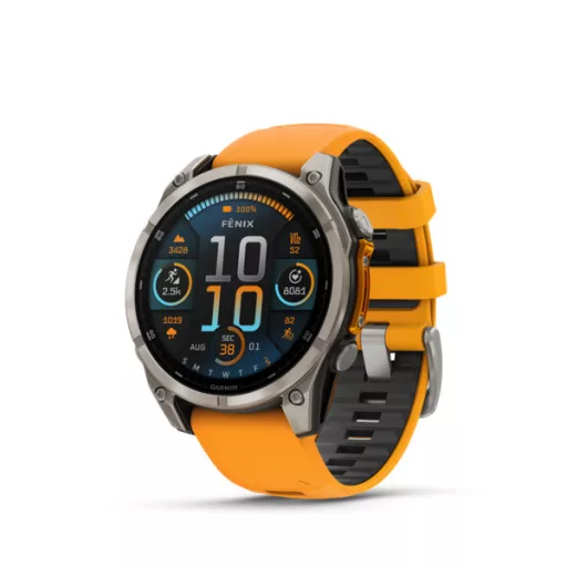 Garmin fenix 8 47mm AMOLED Sapphire, titánium, narancs/grafit szilikon szíjjal (ED XD) Okosóra