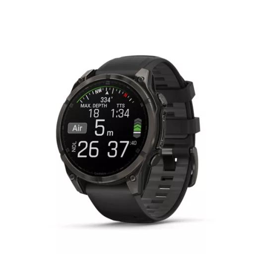 Garmin fenix 8 47mm AMOLED Sapphire, karbonszürke DLC titanium, fekete/sötétszürke szilikon szíjjal (ED XD) Okosóra