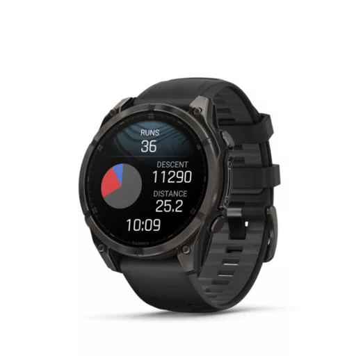 Garmin fenix 8 47mm AMOLED Sapphire, karbonszürke DLC titanium, fekete/sötétszürke szilikon szíjjal (ED XD) Okosóra