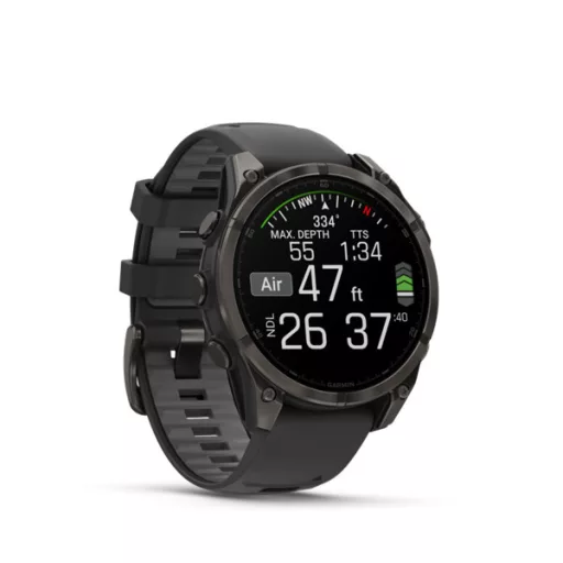 Garmin fenix 8 47mm AMOLED Sapphire, karbonszürke DLC titanium, fekete/sötétszürke szilikon szíjjal (ED XD) Okosóra