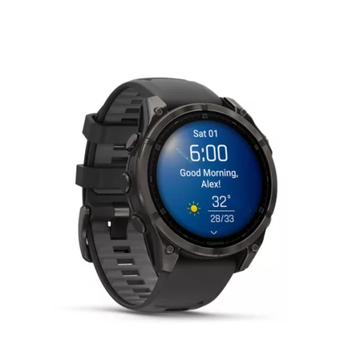 Garmin fenix 8 47mm AMOLED Sapphire, karbonszürke DLC titanium, fekete/sötétszürke szilikon szíjjal (ED XD) Okosóra