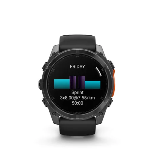Garmin fenix 8 51mm AMOLED, sötétszürke, fekete szilikon szíjjal (ED) Okosóra