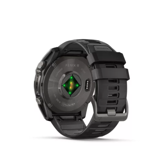 Garmin fenix 8 51mm AMOLED Sapphire, karbonszürke DLC titanium, fekete/sötétszürke szilikon szíjjal (ED XD) Okosóra