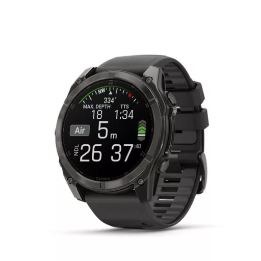Garmin fenix 8 51mm AMOLED Sapphire, karbonszürke DLC titanium, fekete/sötétszürke szilikon szíjjal (ED XD) Okosóra