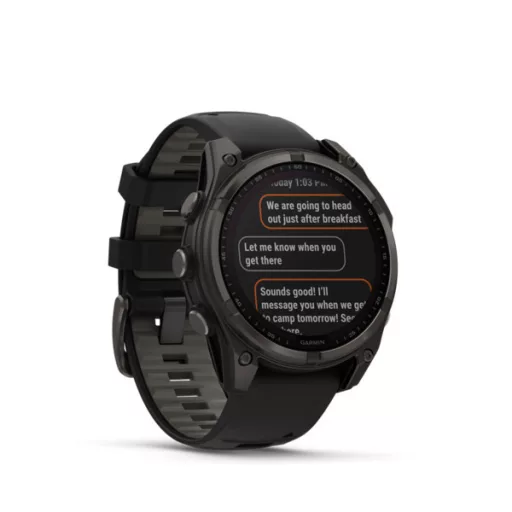 Garmin fenix 8 47mm SOLAR Sapphire, karbonszürke DLC titanium, fekete/sötétszürke szilikon szíjjal (ED XD) Okosóra