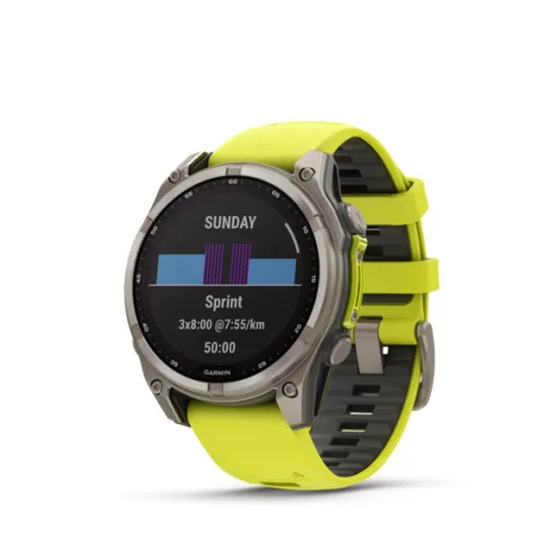 Garmin fenix 8 47mm SOLAR Sapphire, titanium, neonsárga/grafit szilikon szíjjal (ED XD) Okosóra