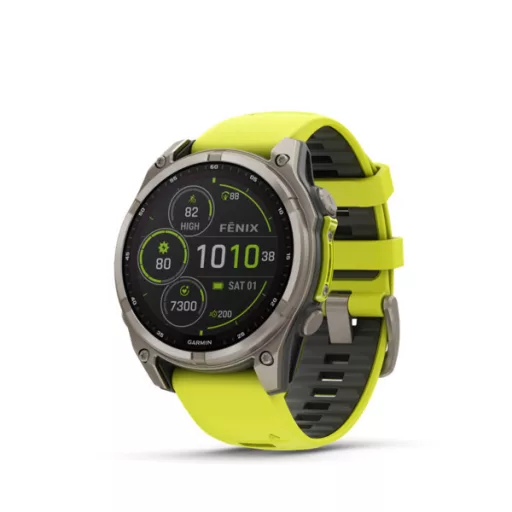 Garmin fenix 8 47mm SOLAR Sapphire, titanium, neonsárga/grafit szilikon szíjjal (ED XD) Okosóra