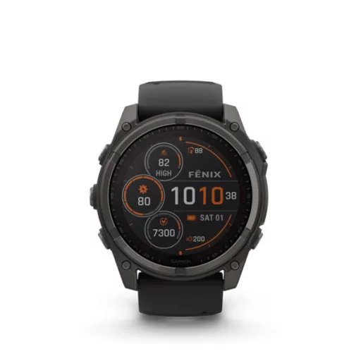 Garmin fenix 8 51mm SOLAR Sapphire, karbonszürke DLC titanium, fekete/sötétszürke szilikon szíjjal (ED XD) Okosóra