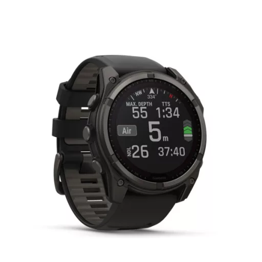 Garmin fenix 8 51mm SOLAR Sapphire, karbonszürke DLC titanium, fekete/sötétszürke szilikon szíjjal (ED XD) Okosóra