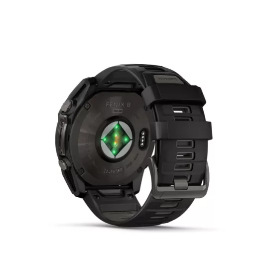 Garmin fenix 8 51mm SOLAR Sapphire, karbonszürke DLC titanium, fekete/sötétszürke szilikon szíjjal (ED XD) Okosóra