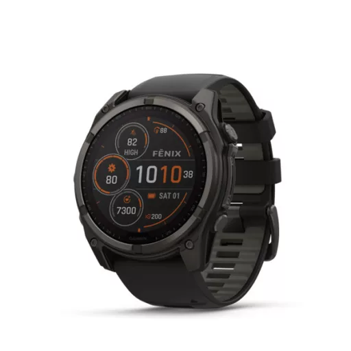Garmin fenix 8 51mm SOLAR Sapphire, karbonszürke DLC titanium, fekete/sötétszürke szilikon szíjjal (ED XD) Okosóra