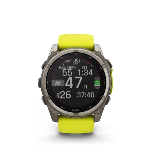 Garmin fenix 8 51mm SOLAR Sapphire, titanium, neonsárga/grafit szilikon szíjjal (ED XD) Okosóra