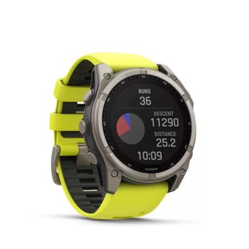 Garmin fenix 8 51mm SOLAR Sapphire, titanium, neonsárga/grafit szilikon szíjjal (ED XD) Okosóra