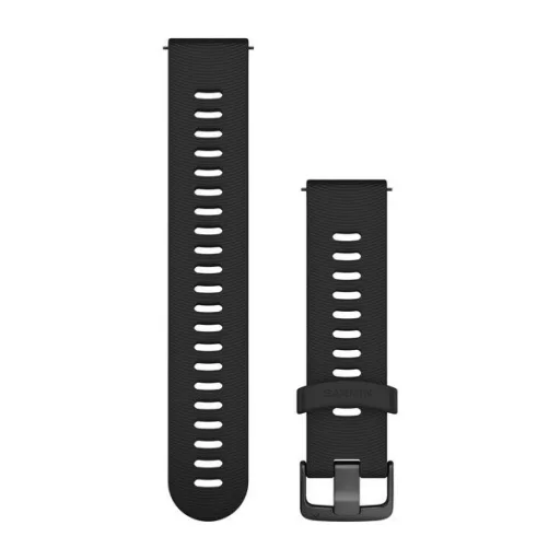 Óraszíj Garmin 20 mm fekete szilikon, szürke csat (Quick Release) Forerunner 645 Okosórához