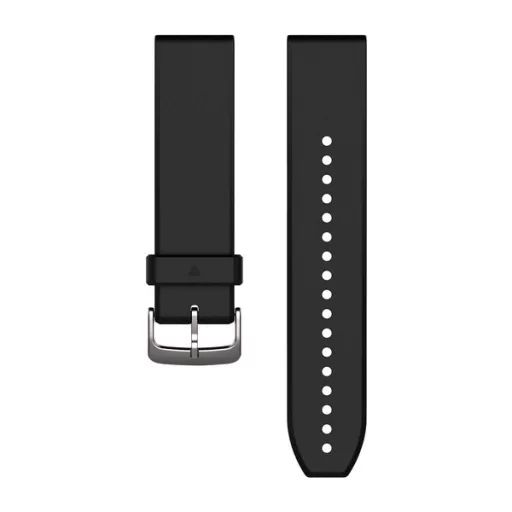 Óraszíj Garmin 22 mm fekete szilikon, ezüst csat (QuickFit) Fenix 5 Okosórához