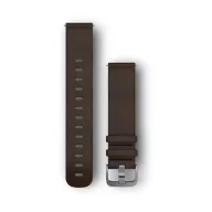  Óraszíj Garmin 20 mm sötétbarna bőr, ezüst csat (Quick Release) Vivomove HR Okosórához