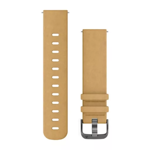 Óraszíj Garmin 20 mm mustársárga bőr, szürke csat (szarvasbőr) (Quick Release) Vivomove HR Okosórához