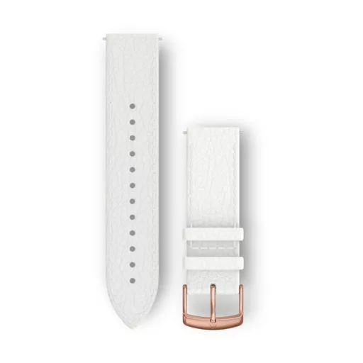 Óraszíj Garmin 20 mm fehér bőr, Rose Gold csat (Quick Release) Vivomove HR Okosórához
