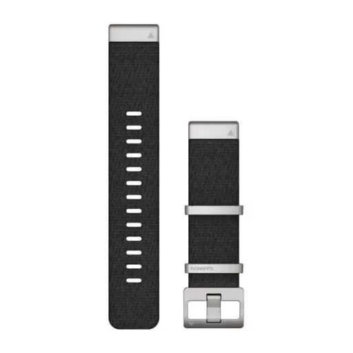 Óraszíj Garmin 22 mm fekete nylon, ezüst csat (Jacquard szövet) (QuickFit) MARQ Okosórához