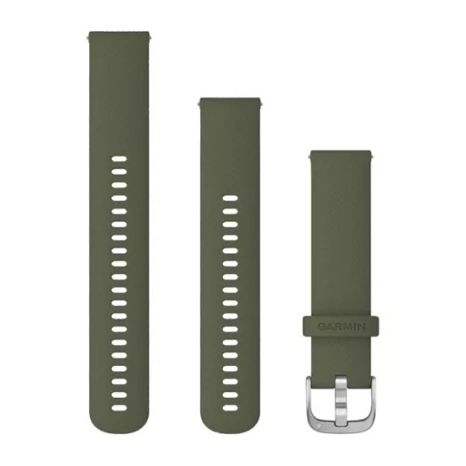 Óraszíj Garmin 20 mm mohazöld szilikon, ezüst csat (Quick Release) Vivomove 3 Okosórához