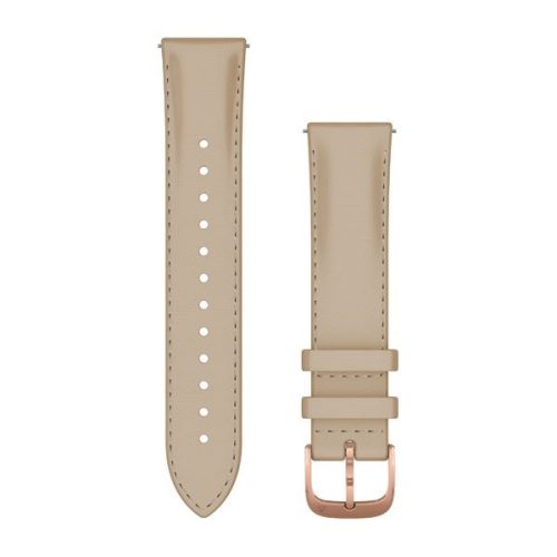 Óraszíj Garmin 20 mm világos homok bőr, 18K RoseGold PVD csat (Quick Release) Vivomove 3 Okosórához