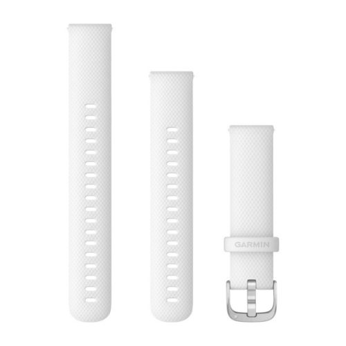 Óraszíj Garmin 18 mm fehér szilikon, ezüst csat (Quick Release) Venu 2S 110-195 mm Okosórához