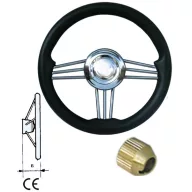 Kierownica 3x3 szprychy inox czarna 35,5 cm GFN