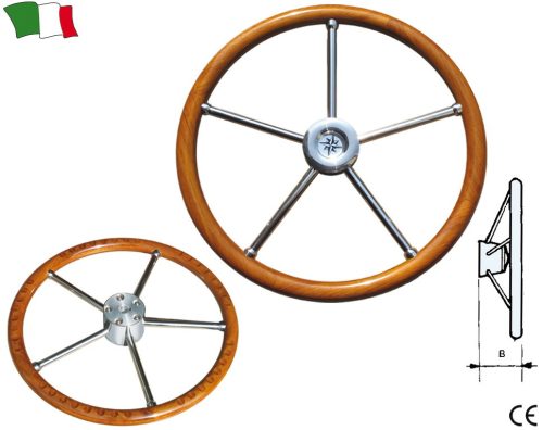 Kierownica ze stali nierdzewnej teak 35 cm