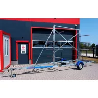   Przyczepa do transportu łodzi Alfa 750 kg + 8-osiowy zestaw do transportu kajaków/łodzi z prostymi ramionami