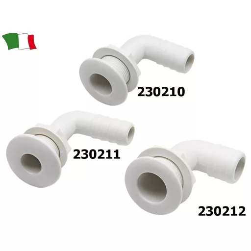 Rura wylotowa przez obudowę, 90 stopni, plastikowa, 20 mm