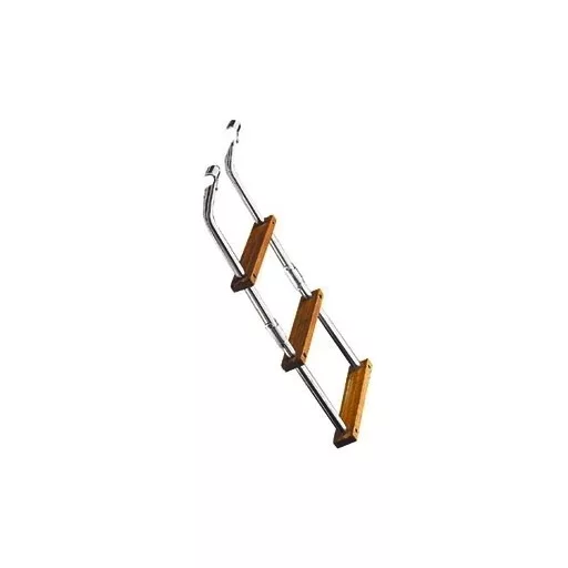 Drabinka do łodzi 4 stopnie metal teak 90x23 cm