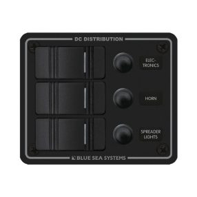 Kapcsolótábla vízálló 3 egységes leddel fekete EVA