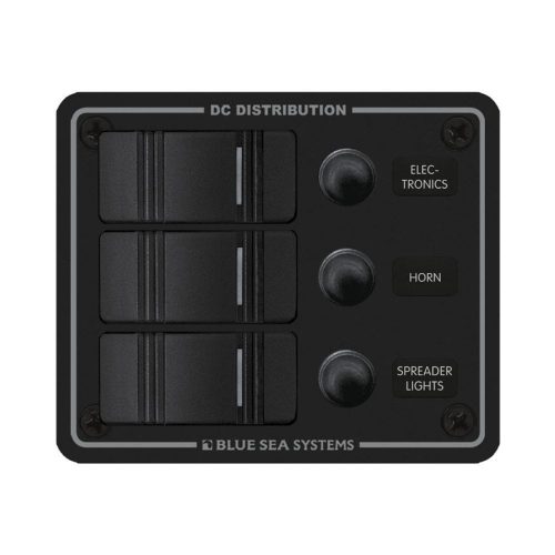 Kapcsolótábla vízálló 3 egységes leddel fekete EVA