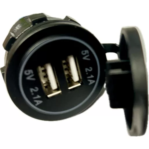 Ładowarka USB LED niebieska 12/24 V - 4,2 A