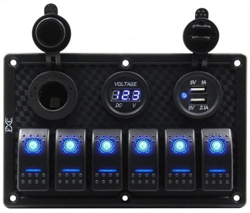 Panel przełączników 6 jednostek USB. Tensometr
