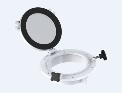 Hajóablak kerek üveggel fehér 265 / 197 mm inox szerelvényekkel EVA