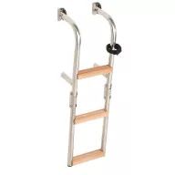 Drabinka do łodzi 3 stopnie metalowa teak 64x19cm