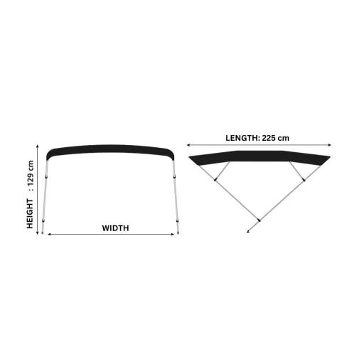 Dach Bimini podwójna rama ciemnoszary 225x170-190x129 cm